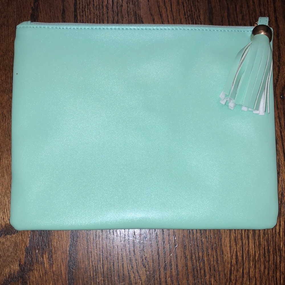 Turquoise Leather Clutch